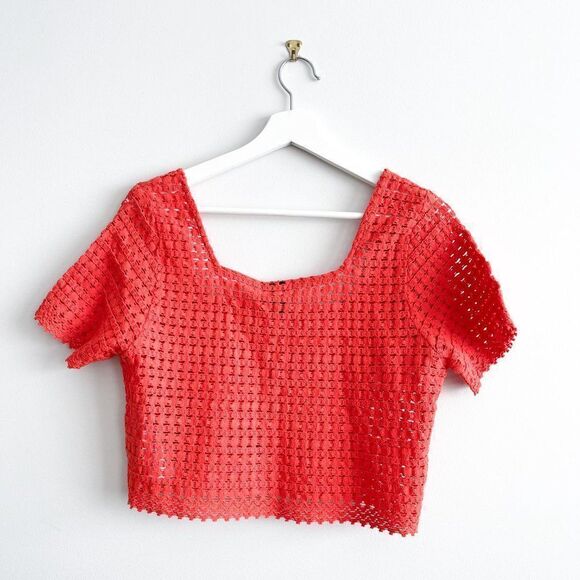 VERO MODA Broad Neck Knitted Crop Top // Size Medium // BNWT // Spicy orange - Picture 4 of 8